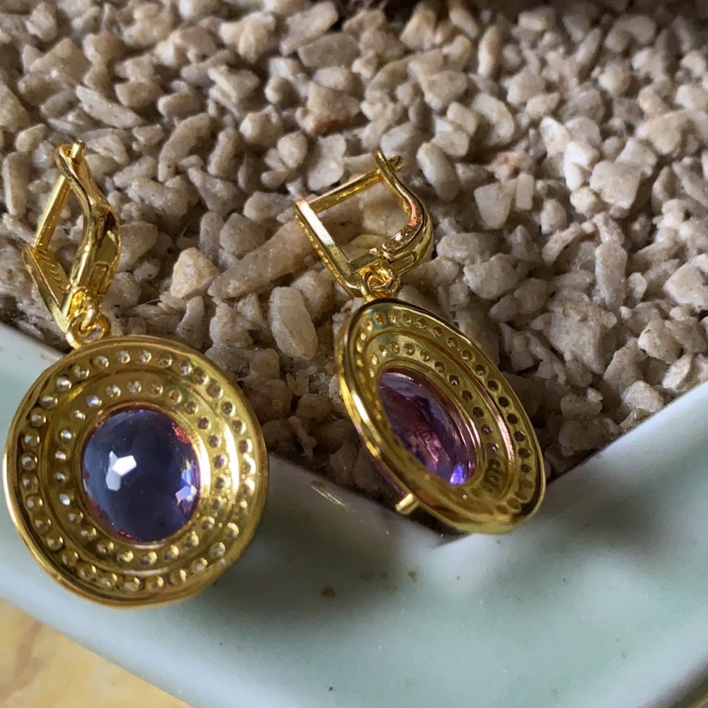 Vintage Gold Over 925 Alexandrite Whit Sapphire Earring